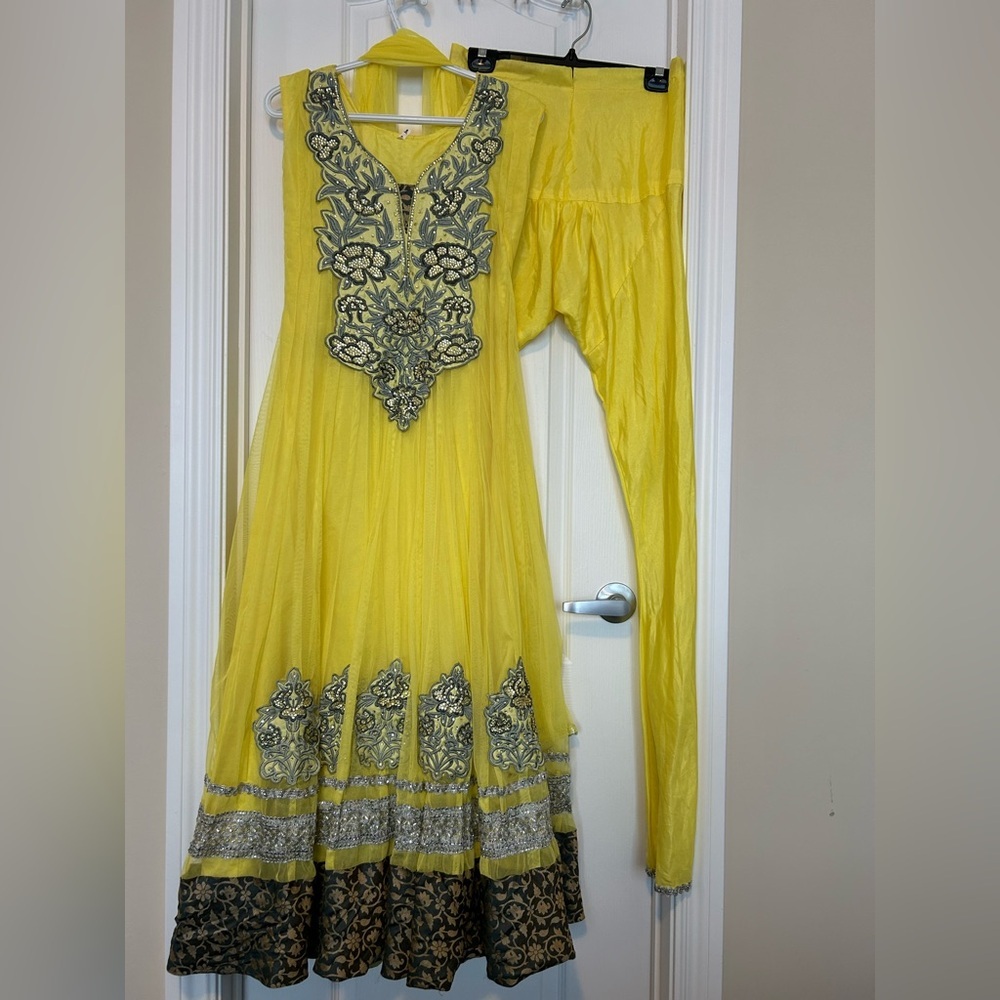 Yellow Anarkali Indian Suit Set